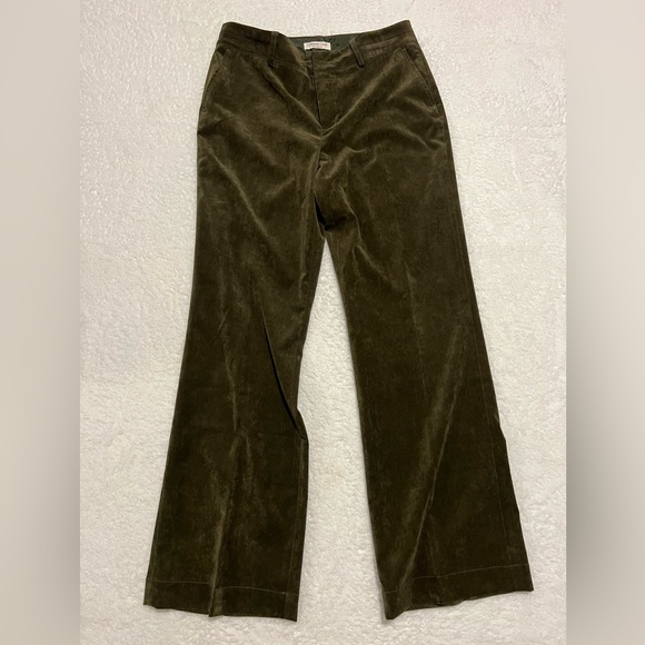 Coldwater Creek Pants - Coldwater Creek Olive Hi Rise, Flat Pile Corduroy Pants with side pockets Sz 12